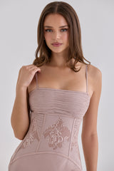 Lilac Georgette Lace Panelled Maxi Dress