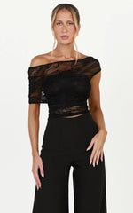Thalassa Top - Cap Sleeve Off Shoulder Top in Black