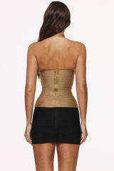 Gold Shimmer Halter Neck Bandage Top
