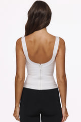 True White Scoop Neck Bandage Top
