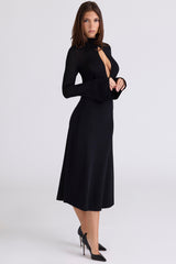 Black A-line Midi Skirt