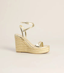 Chic On Arrival Metallic Espadrille Wedges
