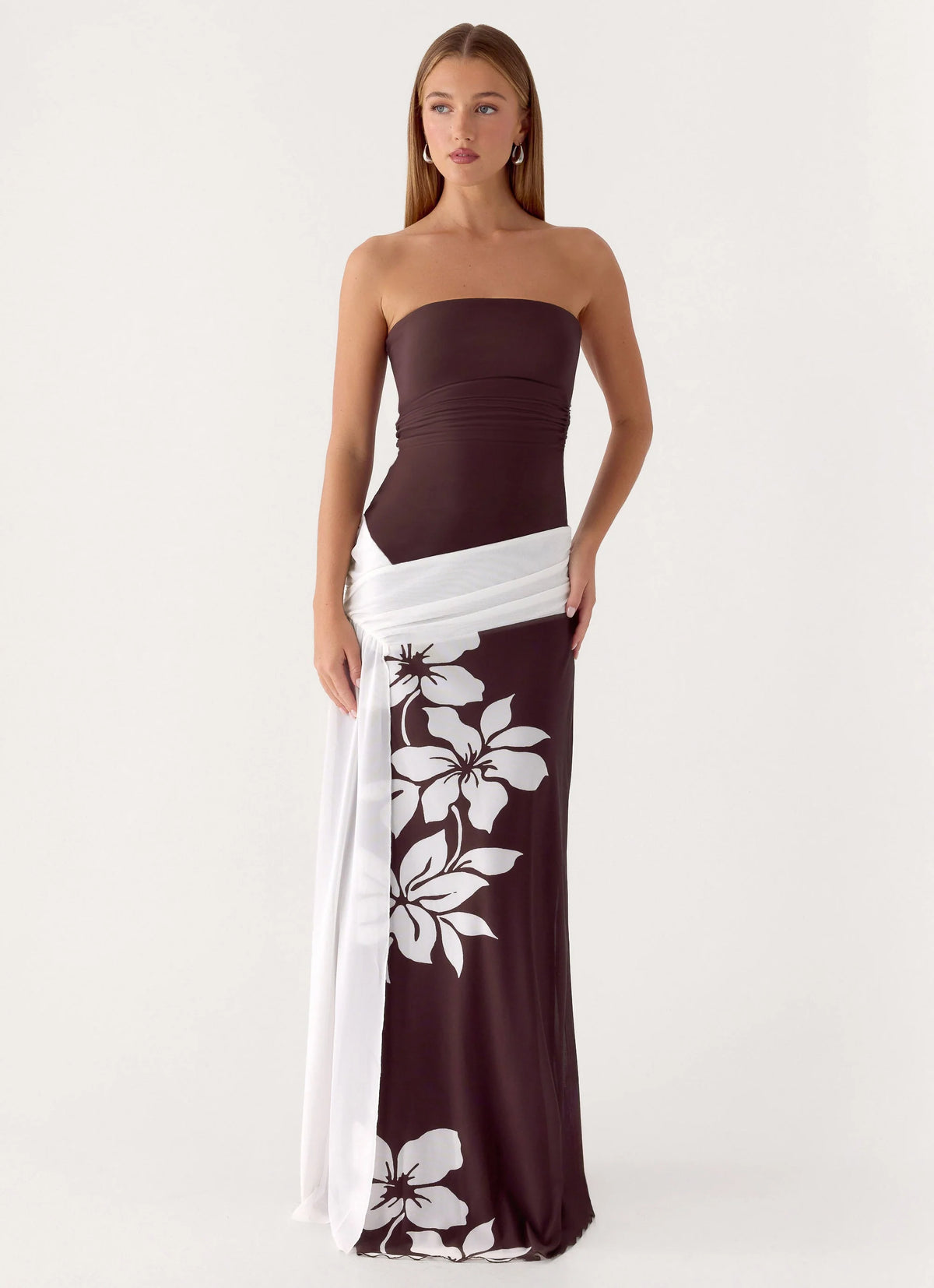 Palomar Strapless Maxi Dress - Chocolate Tropic Floral