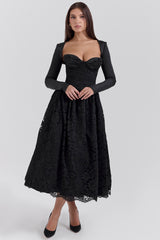 Black Lace Corset, Skirt And Bolero