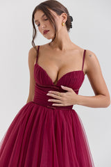 Cabernet Tulle Midi Dress