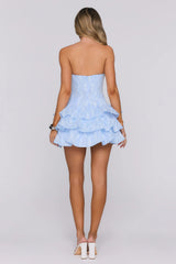 Pop The Confetti Strapless Mini Dress Blue