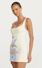 Astra Mini Dress - Square Neck A Line Dress in Astra Posey Floral Print