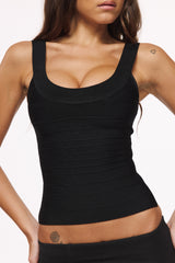 Black Scoop Neck Bandage Top