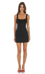Floral Textured Mini Dress in Black