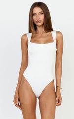 Nerine Bodysuit - Wide Strap Scoop Neck in White