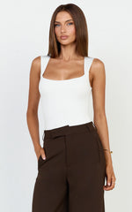 Nerine Bodysuit - Wide Strap Scoop Neck in White