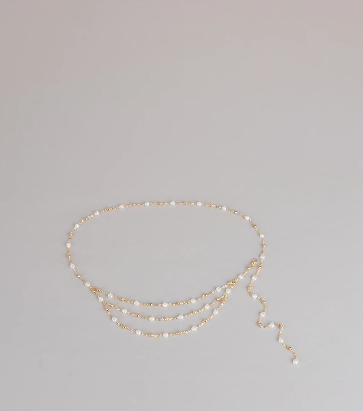 Delicate Glow Pearl Chain Belt