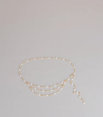 Delicate Glow Pearl Chain Belt